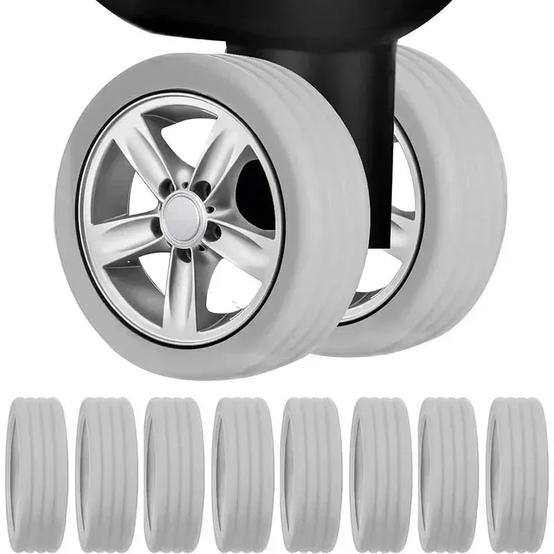 Silicone Wheels Protector Luggage Reduce Noise Trolley Case Silent Caster Sleeve Travel Luggage Suitcase Accessories New Qme Grey 4PCS