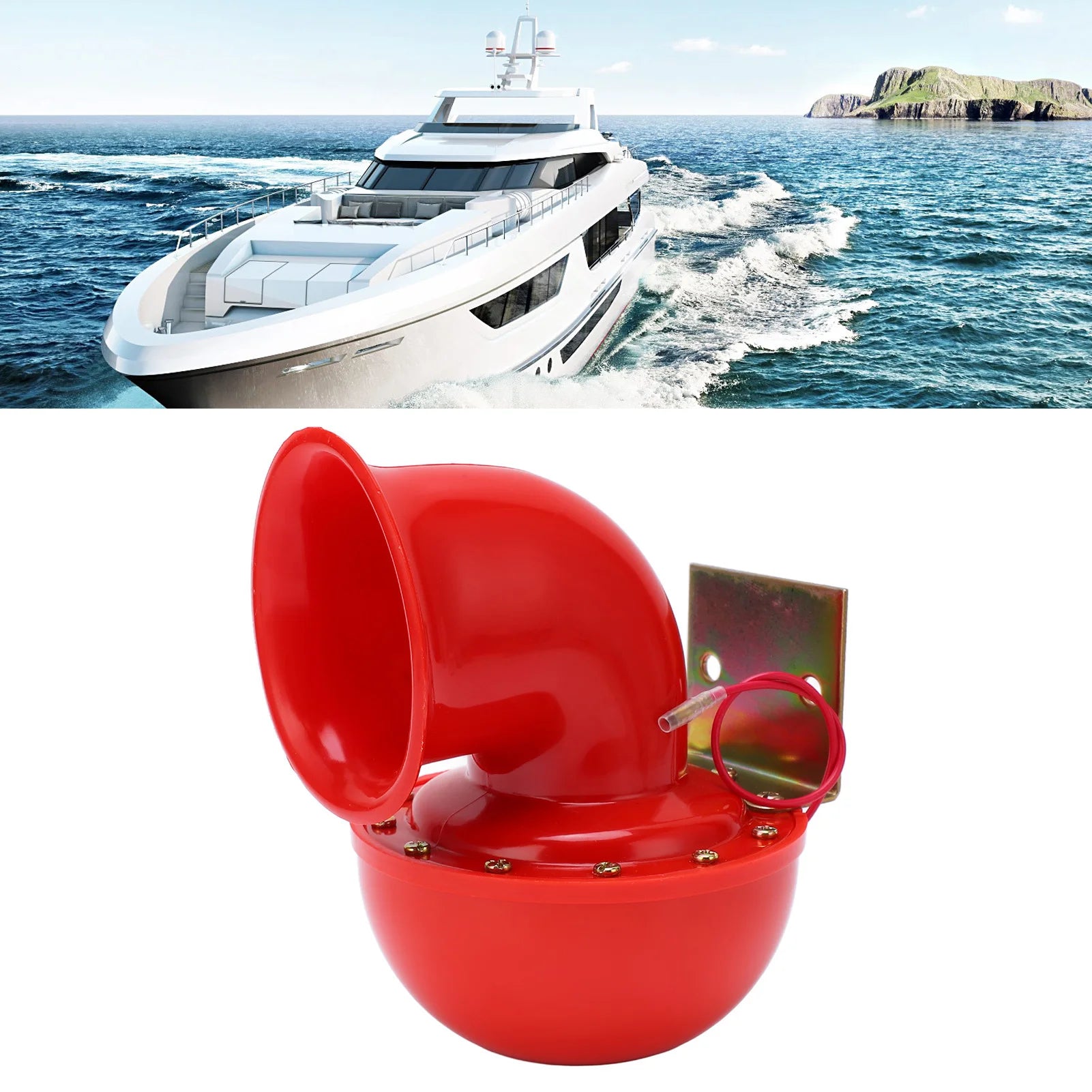 Air Horn Car Horn 150db Red Air Horn Electric Horn Cow Sound Metal Horn for Truck Train Boat Motorcycle Car Qme