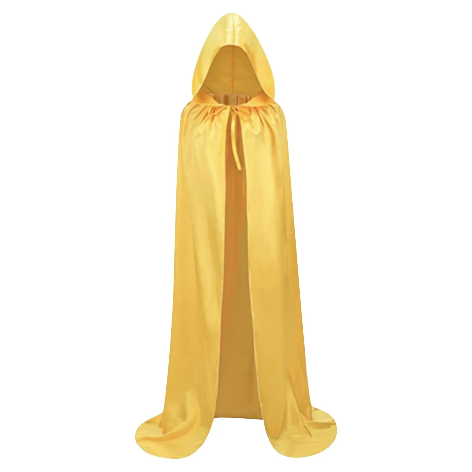 Medieval Wizard Vampire Solid Color Cloak Cosplay Costume Witch Hooded Cloak Carnival Party Dress Up Cape for Adult and Kid Qme Yellow 110