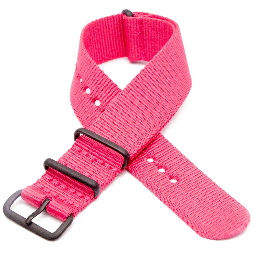 Sports Watch Band Nylon Strap Stainless Steel Black Frosted Buckle