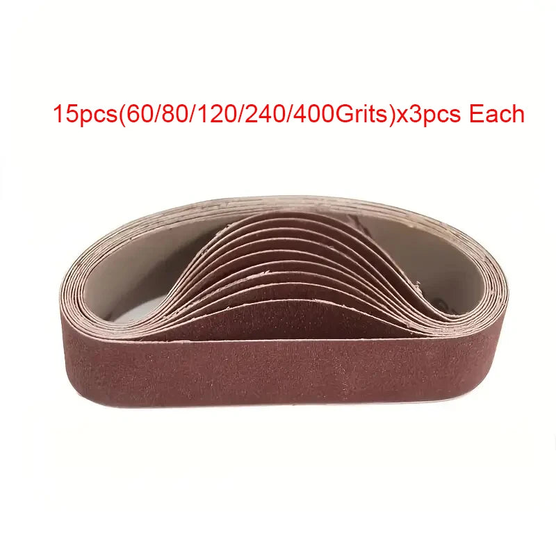15Pcs 30 X 330 mm abrasive belt - 60/80/120/240/400 grain size - for sanding, filing, grinding and deburring Qme 15pcs