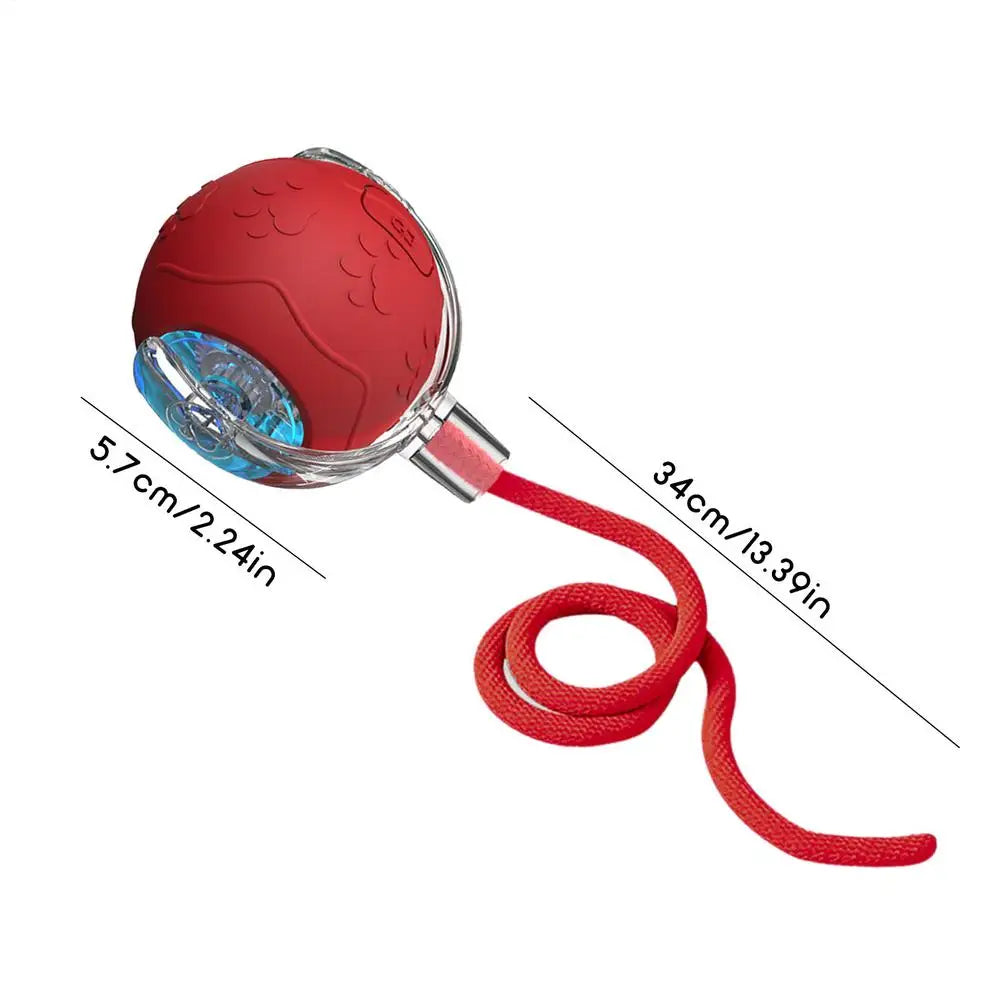 Automatic Cat Ball Rechargeable Pet Game Silicone Cat Balls With Rope For Indoor Play Enrichment Exercise Boredom Stimulation Qme Red China Mainland