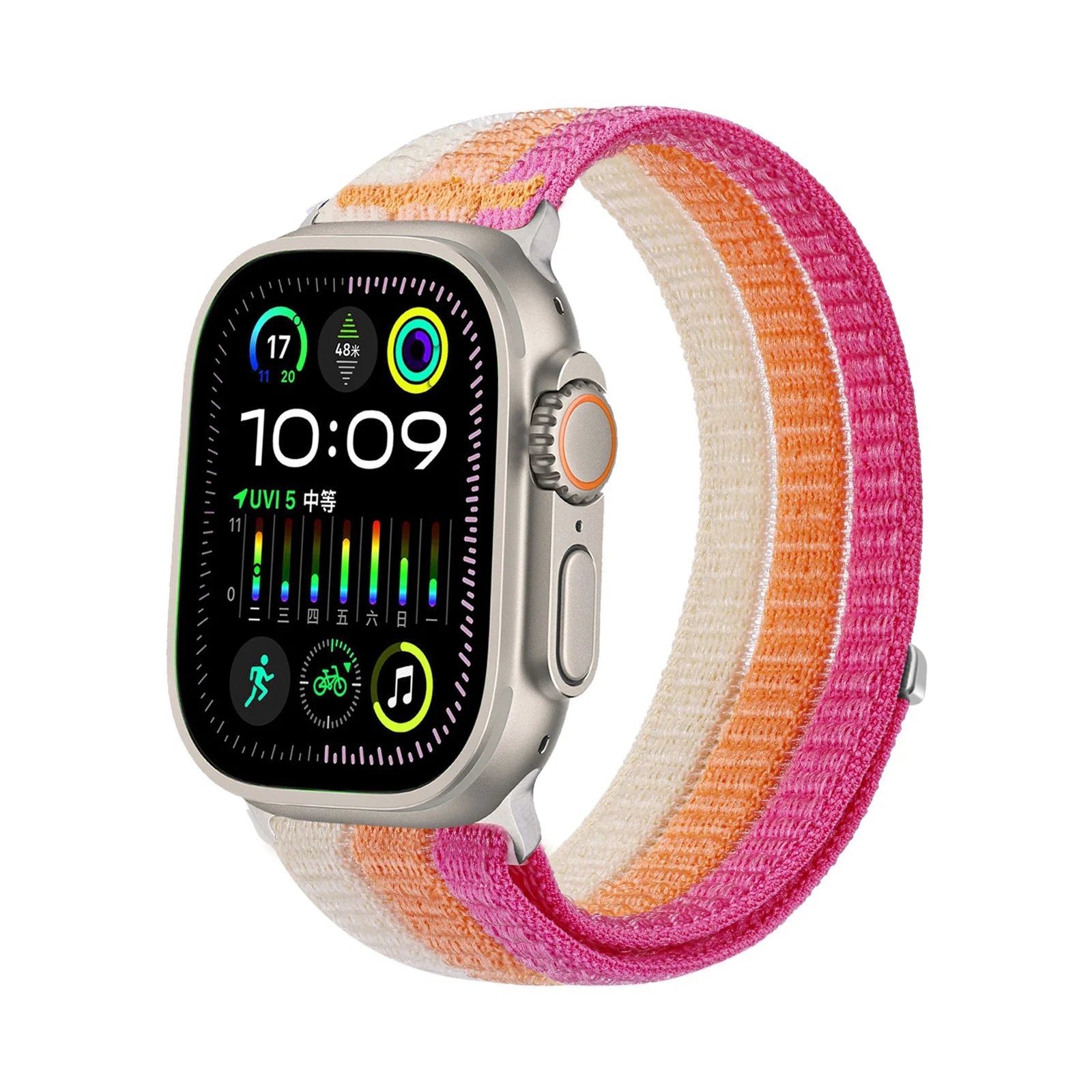 A Cloud Soft Breathable Nylon Loop Watch Strap for Apple Watch Series 10 9 8 S11 Lightweight Comfortable Replacement Wrist Band Qme Pink orange 42 44 45 46 49 S10 S