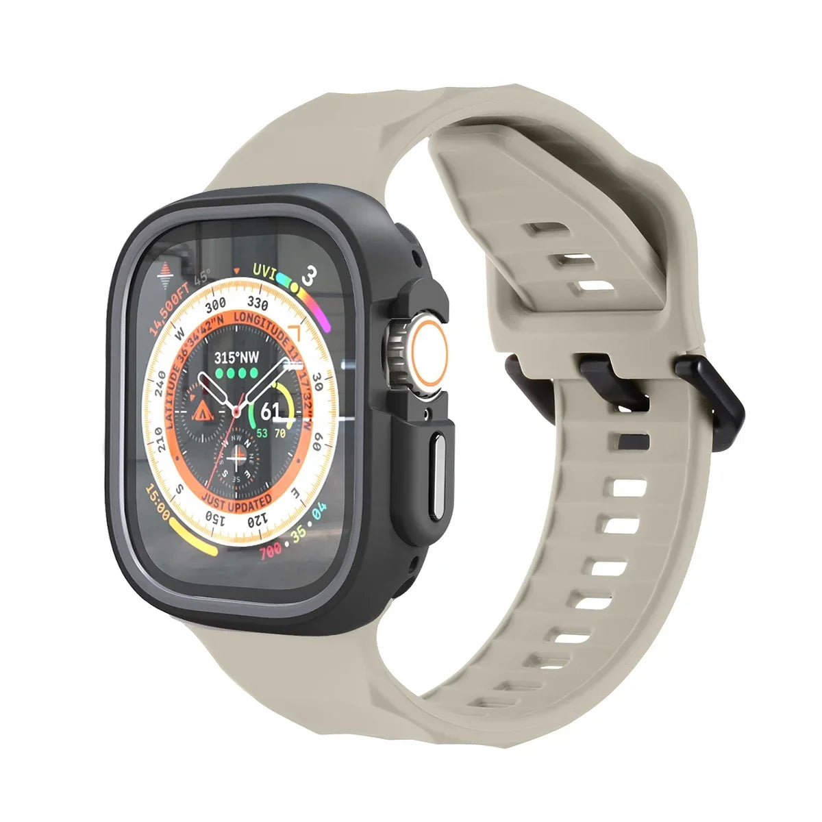 Silicone Sport Strap+Case for apple watch 9 8 7 6 SE 5 Ultra 2 Belt Bracelet Iwatch Series 49mm 45mm 41mm 44mm Protective Cover Qme Gray Star 44mm Series SE 456