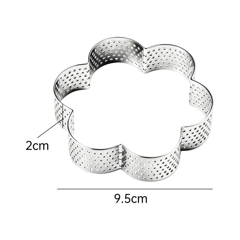 Flower-shaped Tart Mold Hole Ring Stainless Steel Bottom Tower Fruit Qme F
