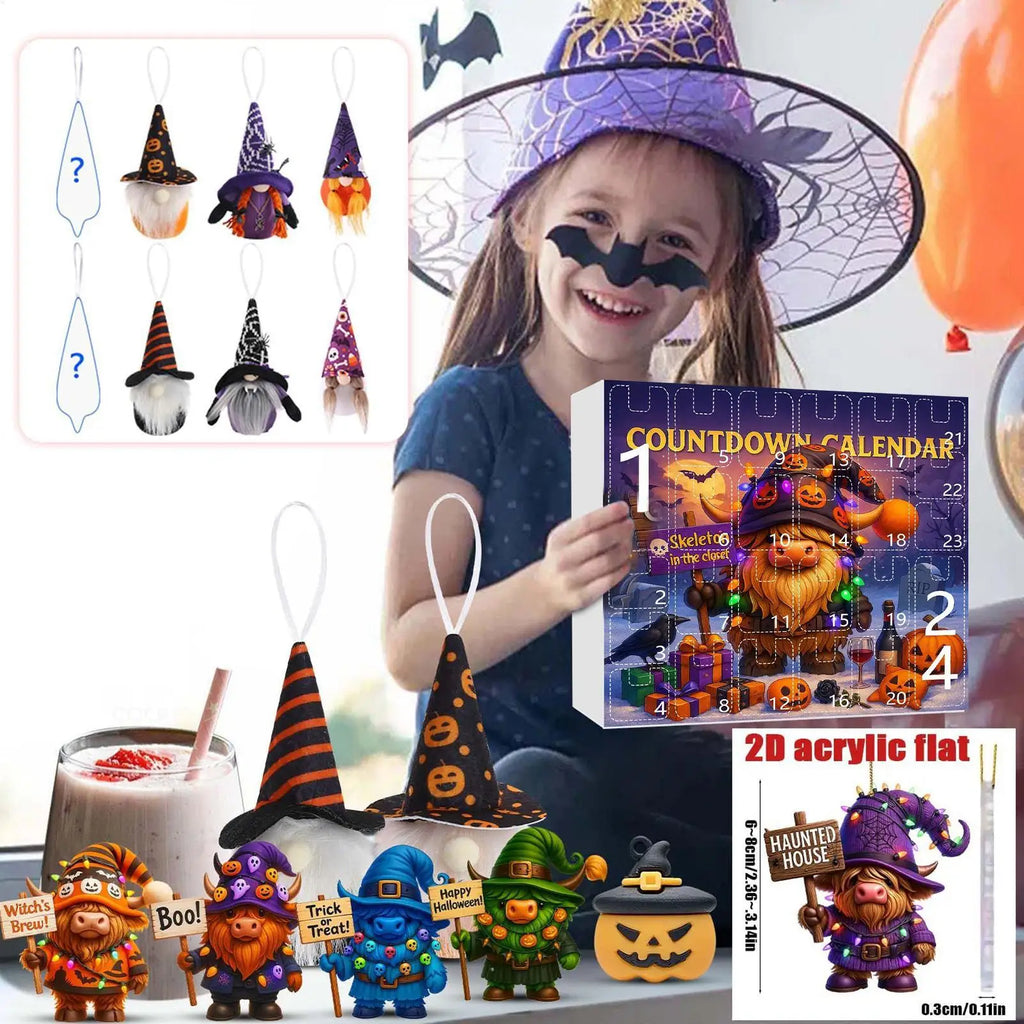 Gnome Countdown Calendar 24-Day Ornament Halloween Collectible 2D Qme