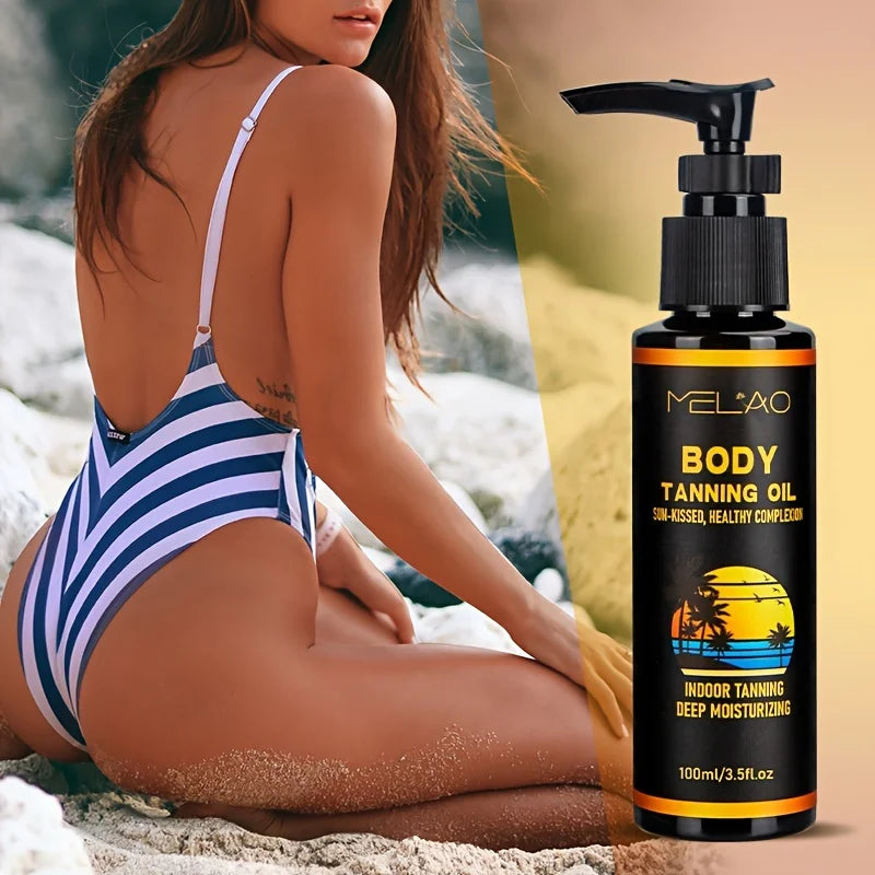 MELAO Tanning Oil Tanned Intensifier Get a Faster, Darker Sun Tan From Packed with Ultra Moisturizing Oils to Keep Skin Hydrated Qme