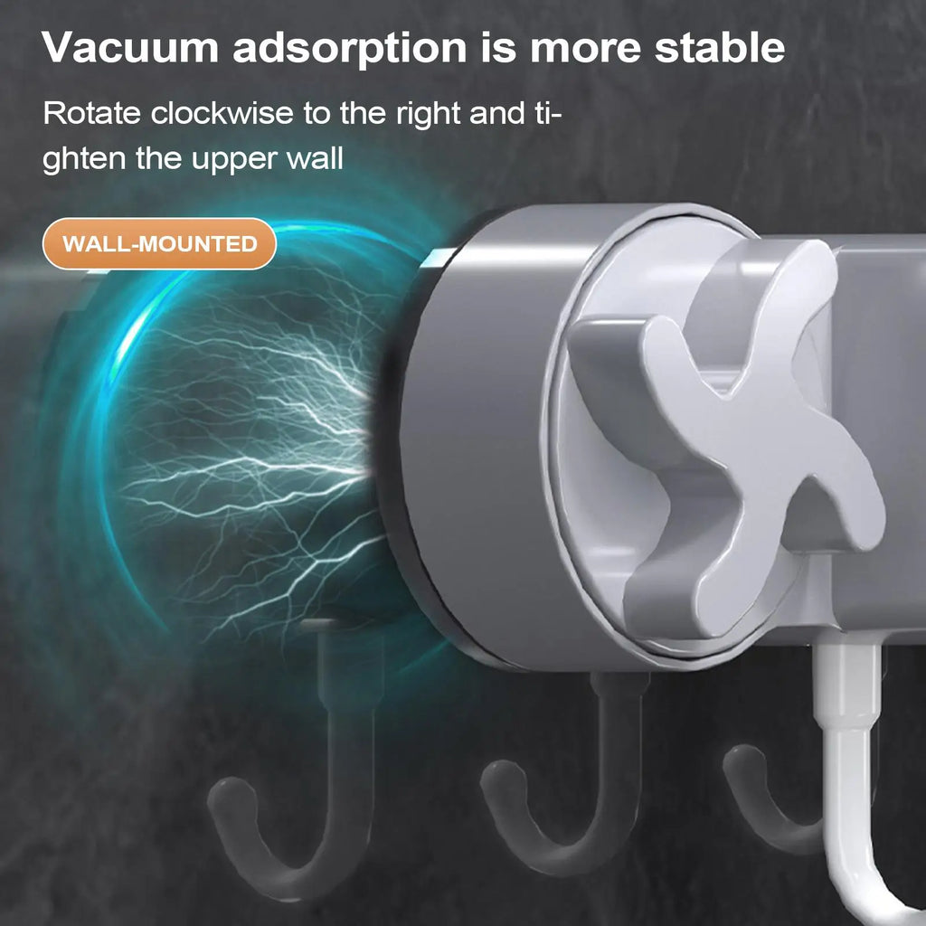 Mop Holder Wall Mount Heavy Duty Suction Broom Storage Space Saving Qme