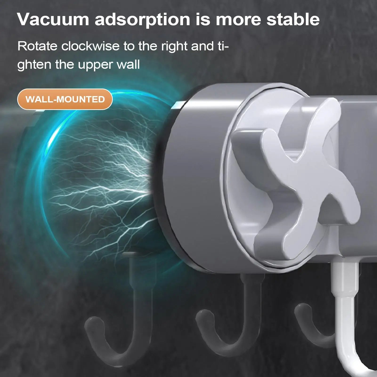 Mop Holder Wall Mount Heavy Duty Suction Broom Storage Space Saving Qme