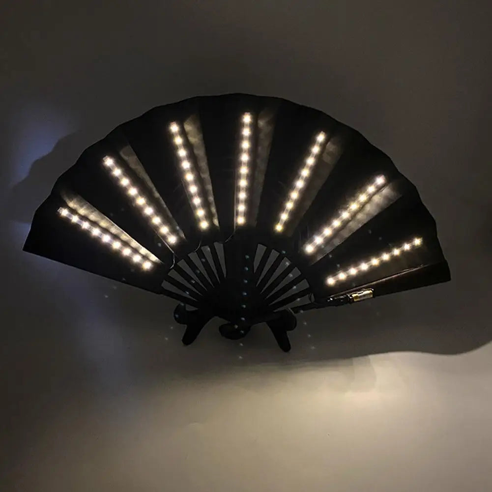 Light Up Folding Fan Line Dancing Women Hand Glowing Stage Qme