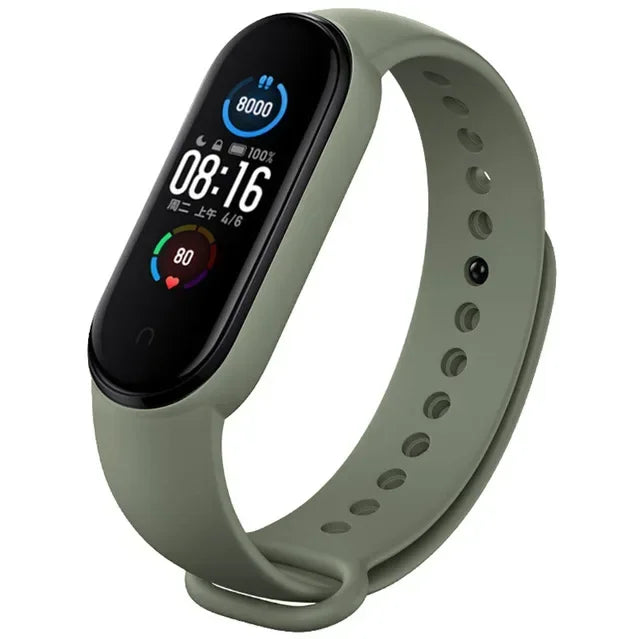 Watch Strap For Xiaomi Mi Band 7 6 5 4 3 Wristband Silicone Bracelet Wrist Straps MiBand 3/4 band5 band6 Smartwatch Accessories Qme Army Green Mi band 5 6 7