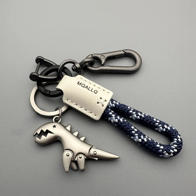 Cute Cartoon Little Dinosaur Keychain Exquisite Leather Rope Car Key Qme