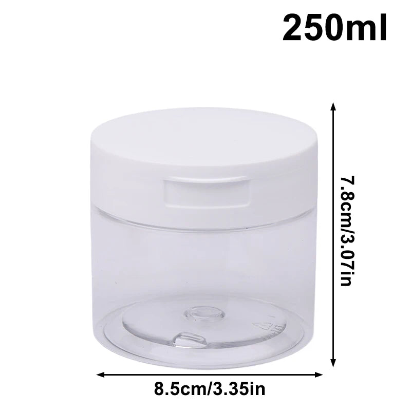 200- Makeup Remover Pad Jar Tweezers Round Clear Container Jars Empty Qme 250ml
