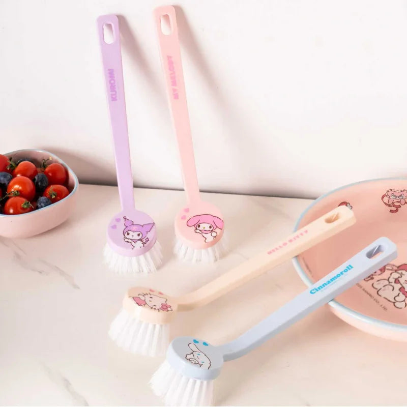 Hello Kitty Kuromi Kitchen Pot Scrubber Dishwashing Wonder Soft-Bristled Long-Handled Pot Scrubber for Home Use Qme