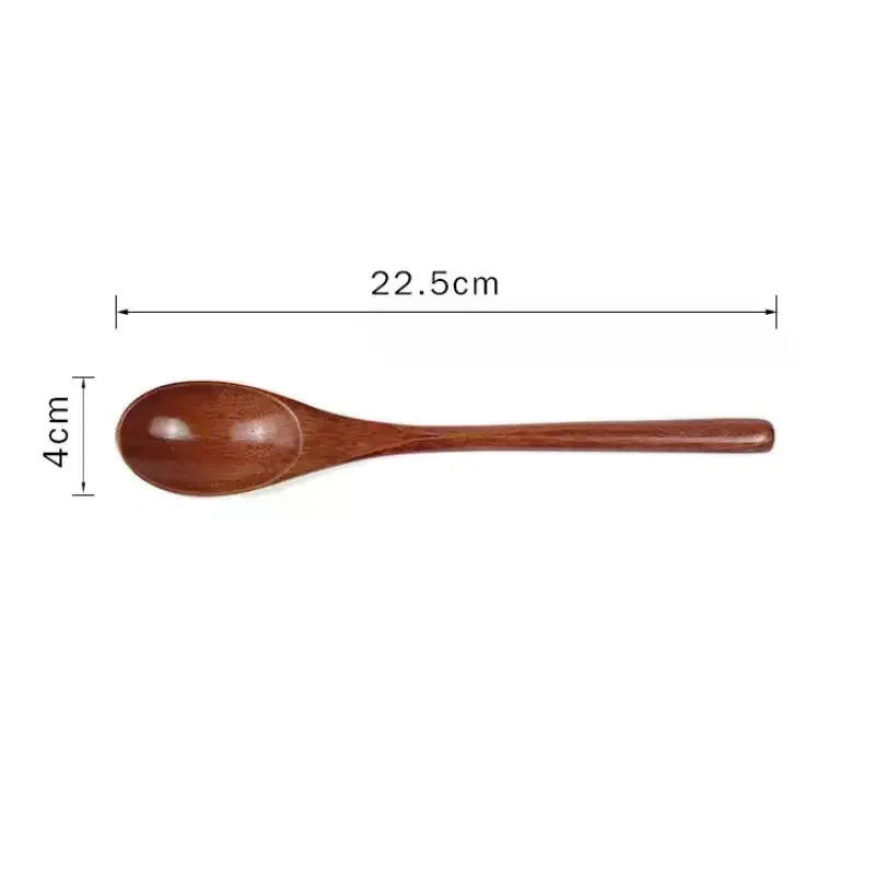 Wooden Spoon Soup Spoon And Fork Tableware Natural Ellipse Ladle Spoon Set Eco Friendly Products Spoons For Cooking Qme