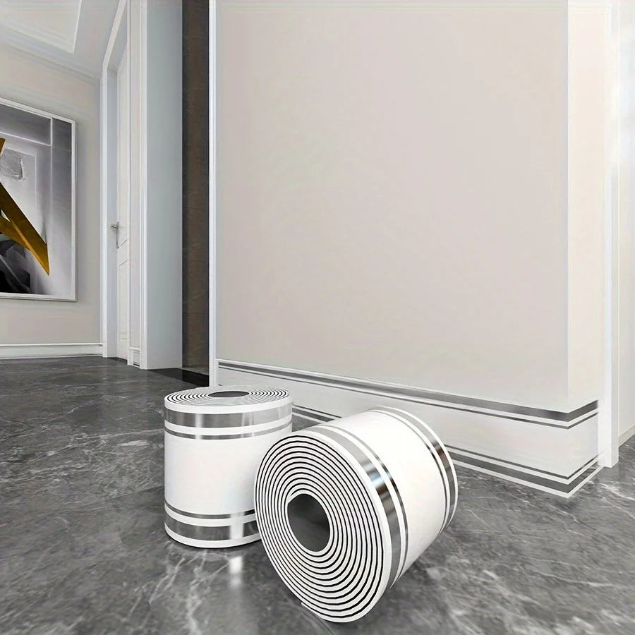 Roll Up Self-Adhesive Skirting Board Anti-Collision and Waterproof Waistline Living Room and Bedroom Decorative Wall Stickers Qme DW-234 1pcs