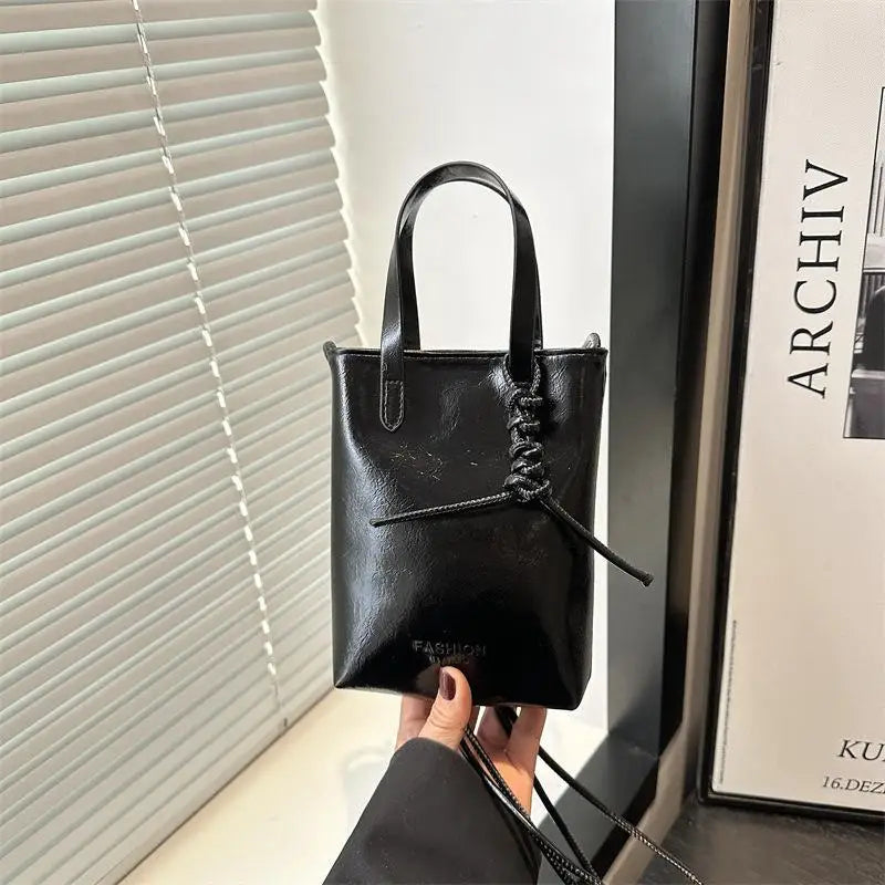 PU Leather Mini Crossbody Bag For Women Korean Fashion Luxury Shoulder Bags Female Simple Retro Handbags And Purses Qme Black