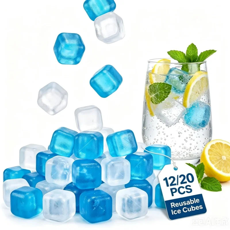 Reusable Ice Cubes for Drinks Multi Color Plastic Drink Chillers Freezer Cubes for Cocktails Whiskey Soda Juice Qme