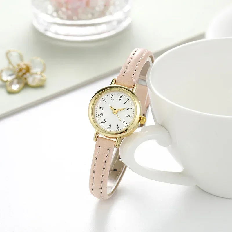 1 pcs simple watches for women small round girl belt watches quartz watch ladies wristwatches gift watch for mujer female watch Qme pink