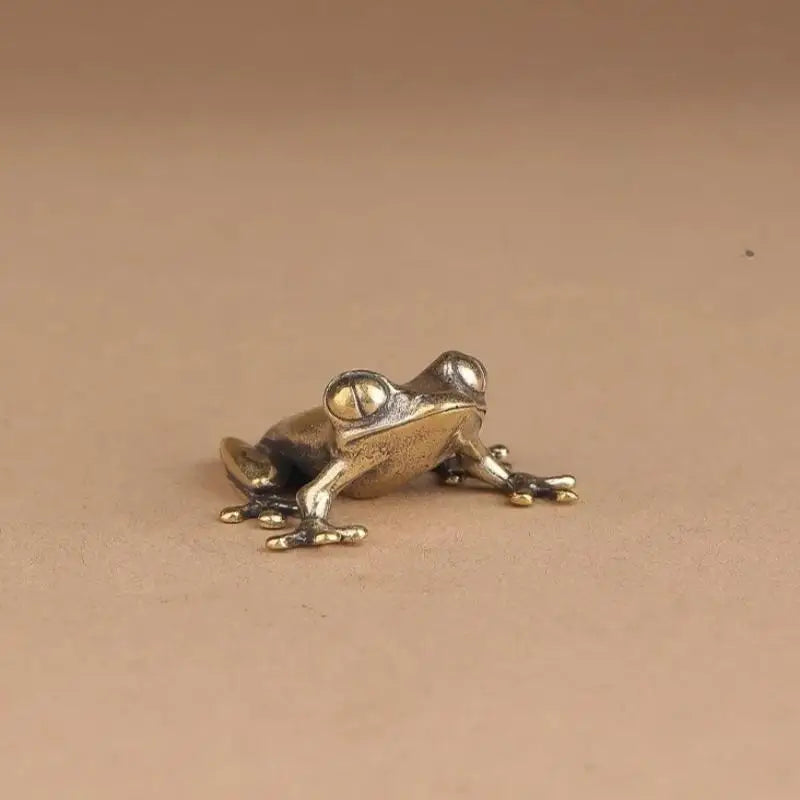 Retro Brass Mini Frog Miniatures Figurines Vintage Animal Figurine Qme