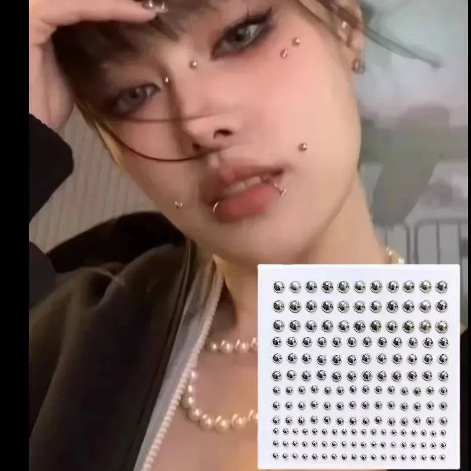 180pcs Non Piercing Fake Nose Lip Sticker Disposable Belly Eyebrow Lip Piercing Jewelry Non Piercied Earring Button Stickers Qme