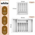 Adjustable Cutlery Tray Drawer Organizer Kitchen Expandable Utensil Qme White
