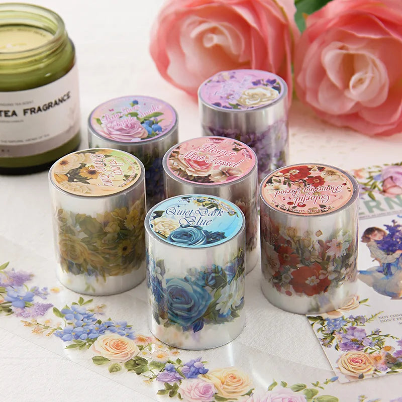 50mm*2m Lace Flower Landscaping Material Decor PET Tape roll Creative Journal Collage Scrapbooking Stationery School Supplies Qme