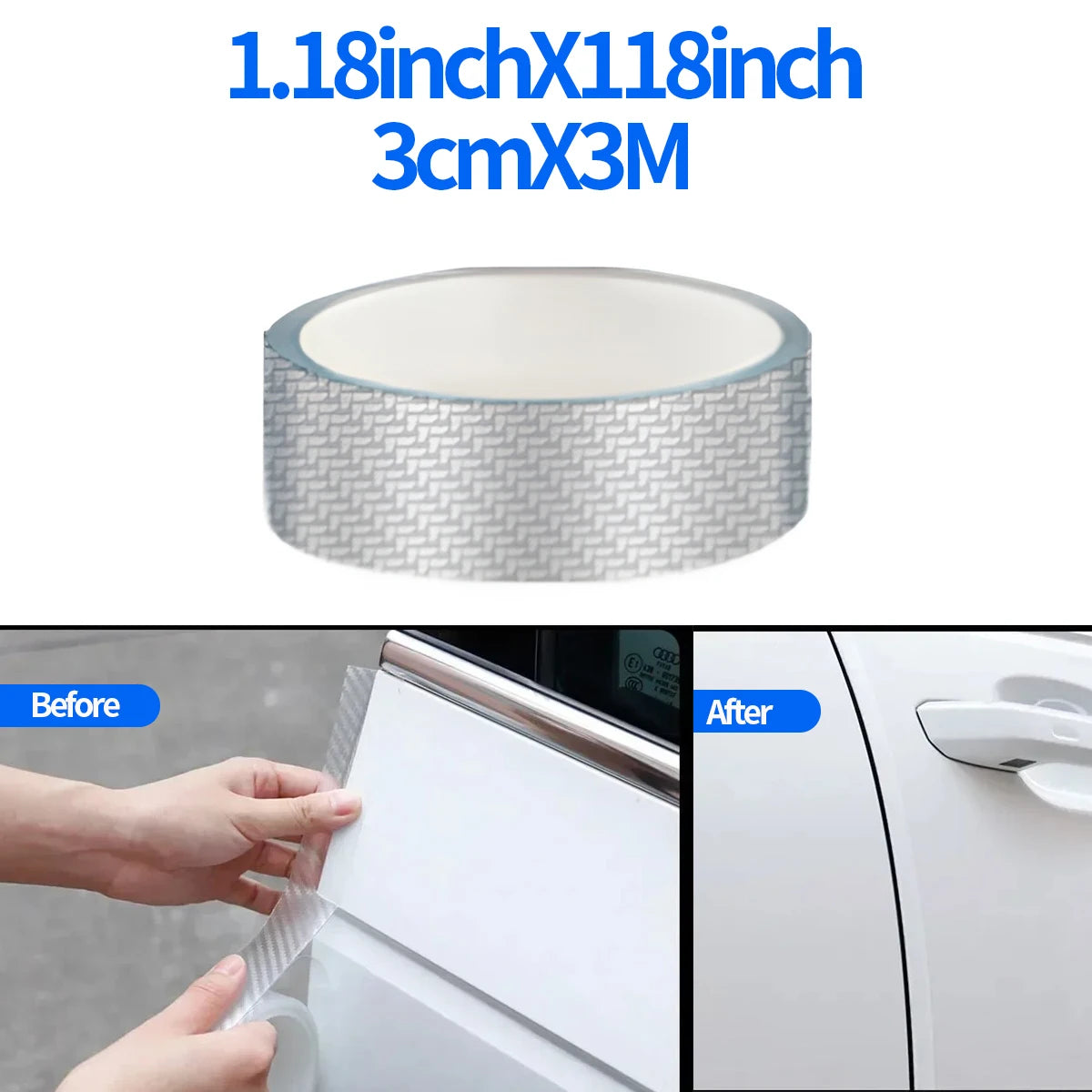 Car Door Protective Film Transparent 3D Carbon Fiber Door Edge Protector Wear-Resistant Anti Scratch Paint Guard Matte Sticker Qme 3cmX3m