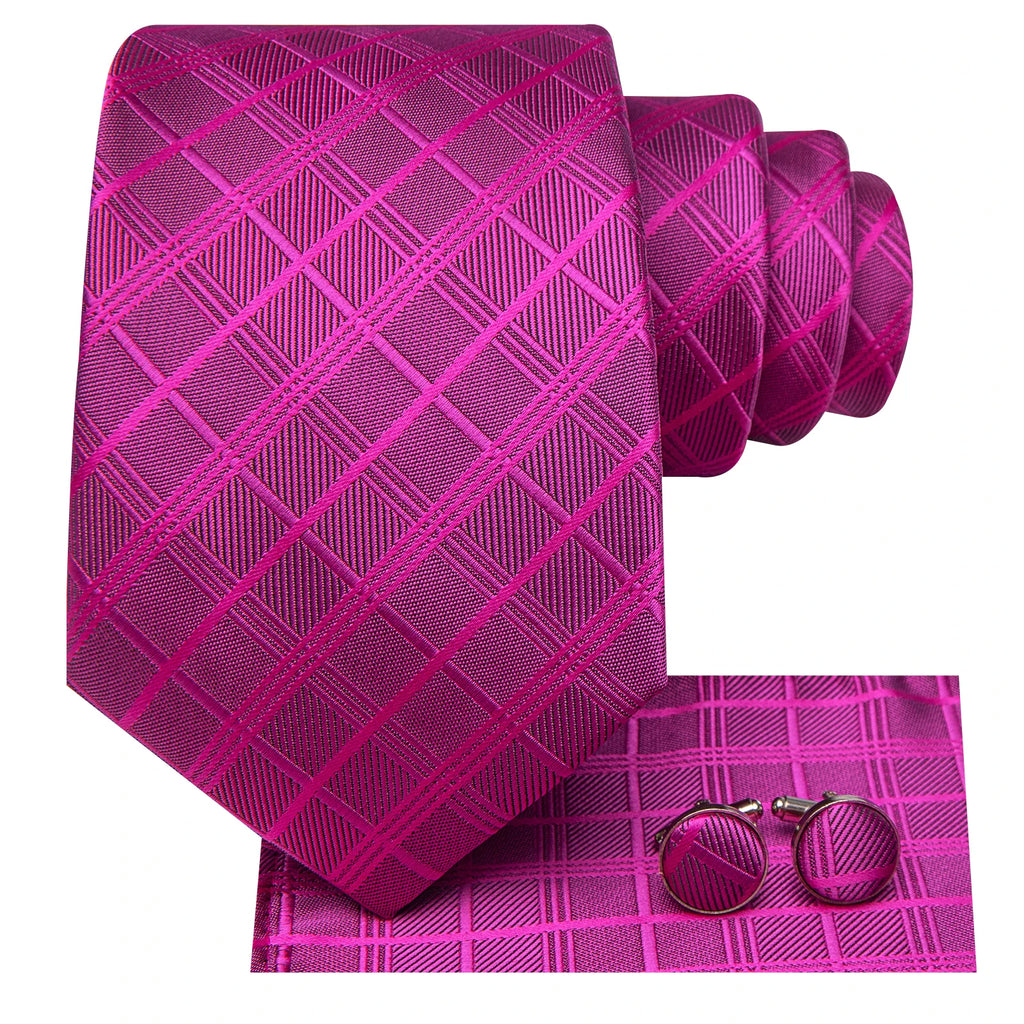 Hi-tie Striped Rose Blue Pink Business Mens Tie Jacquard Necktie Qme