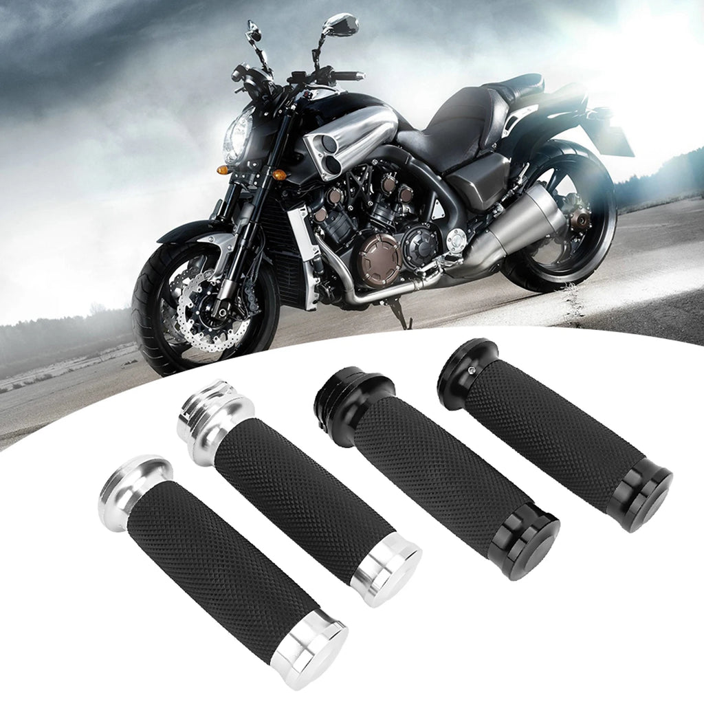 1 Pair Motorcycle 25mm Handgrip Aluminum+Rubber Anti Slip Handlebar Grip Cover Bike Hand Grips Rubber Handlebar Grip Qme