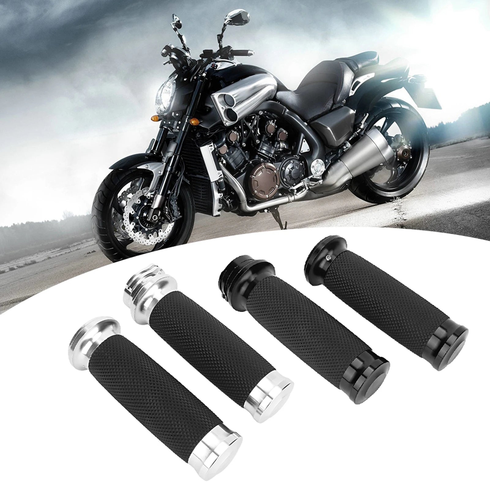 1 Pair Motorcycle 25mm Handgrip Aluminum+Rubber Anti Slip Handlebar Grip Cover Bike Hand Grips Rubber Handlebar Grip Qme