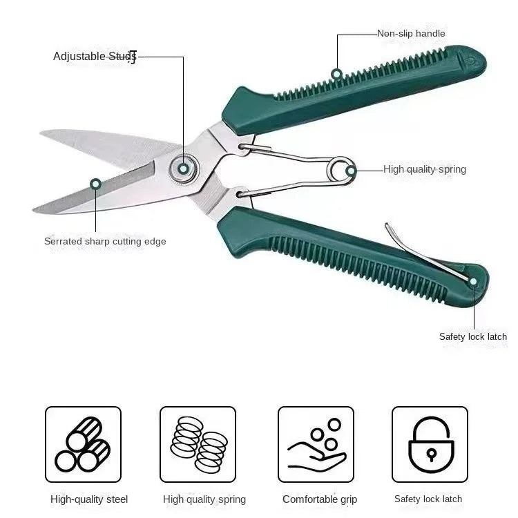 Straight Head Pruning Shears Non-slip Handlestainless Steel Outils Qme
