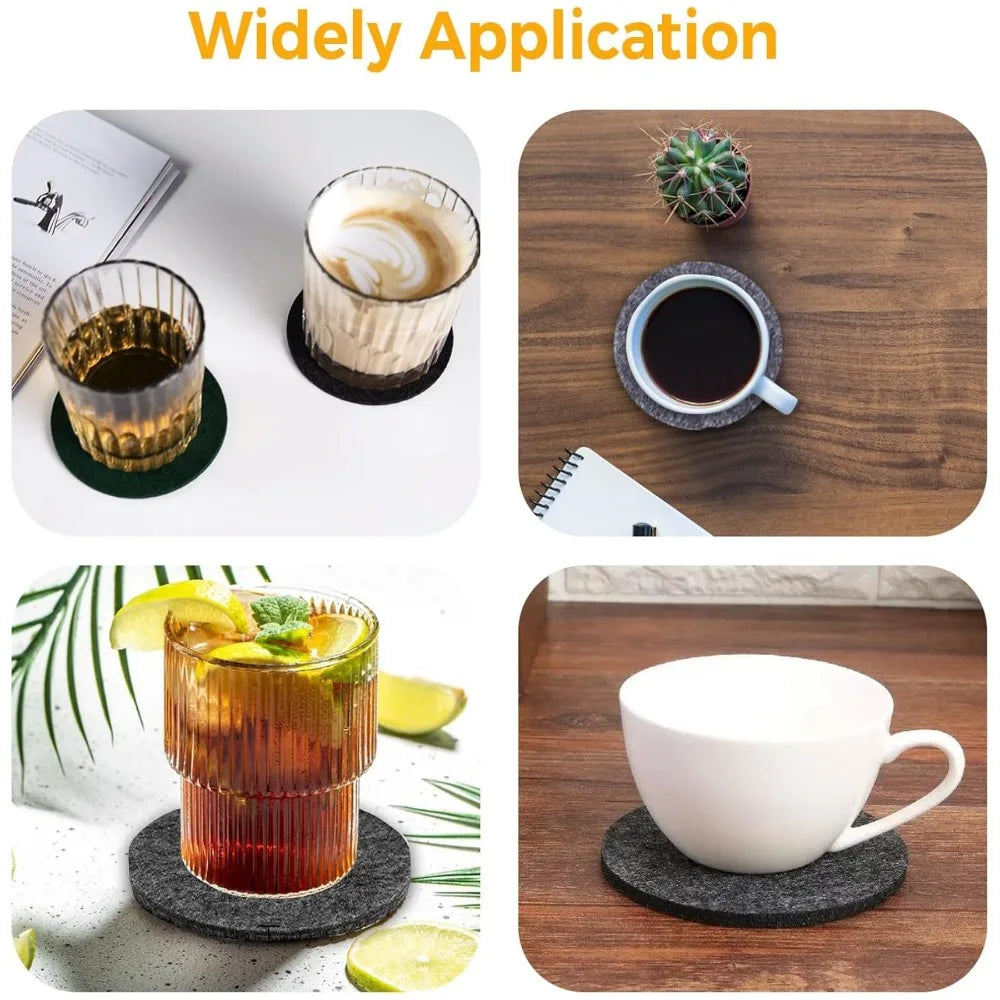10PCS Felt Coaster Set 10cm Round Anti scalding Heat Resistant Drink Mug Plate Placemats Table Protector Pad Kitchen Accessories Qme