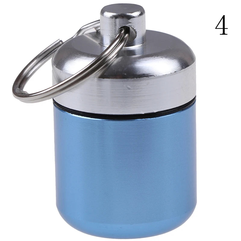 Portable Keychain Pill Case Aluminum Alloy Metal Medicine Container Qme 4