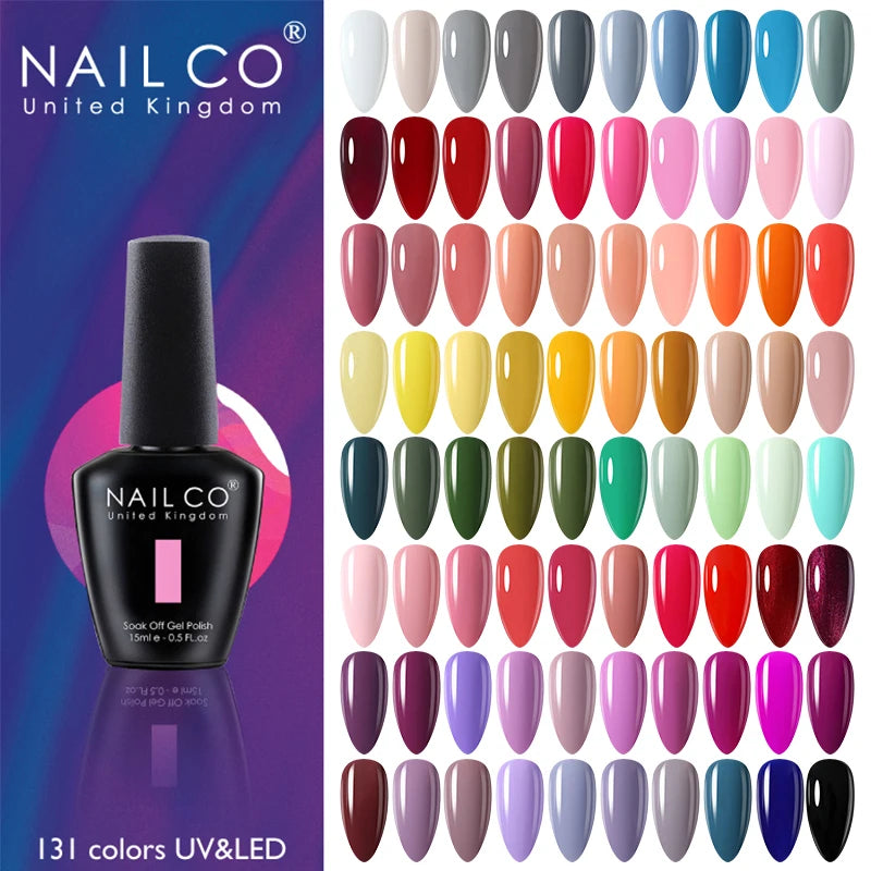 NAILCO 131 Colors Nail Gel Polish Off LED Semi Permanant Art Hybrid Qme