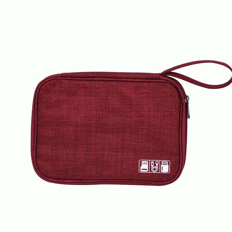 A Cable Storage Bag Waterproof Digital Electronic Organizer Portable USB Data Line Charger Plug Storage Bag Travel Organizer Qme burgundy