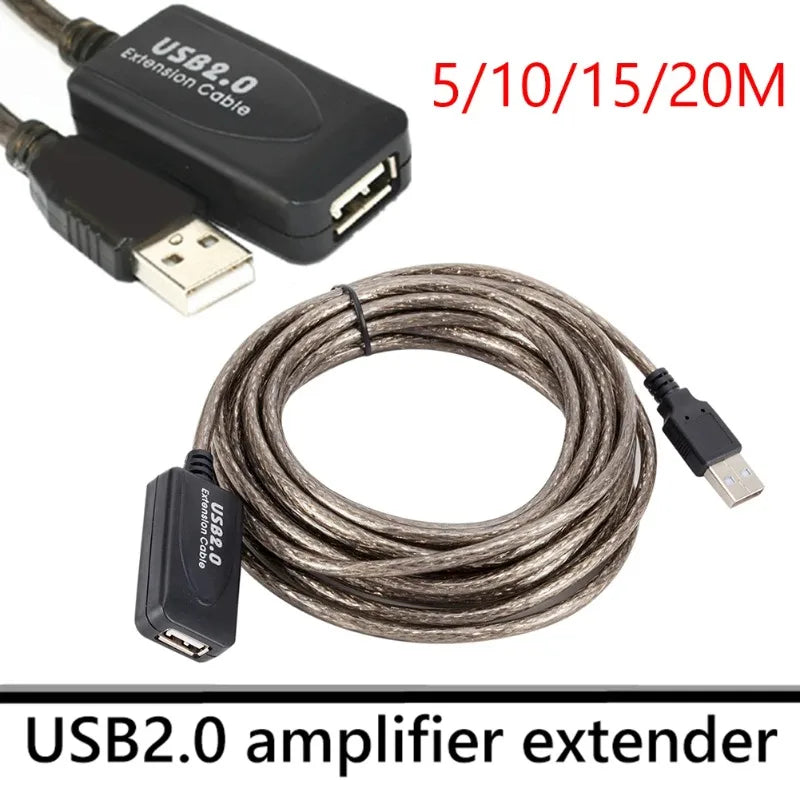 USB Signal Amplifier Extension Cable 5M 20M USB Data Cable for Computer Scanner Gun USB Extension Cord Qme