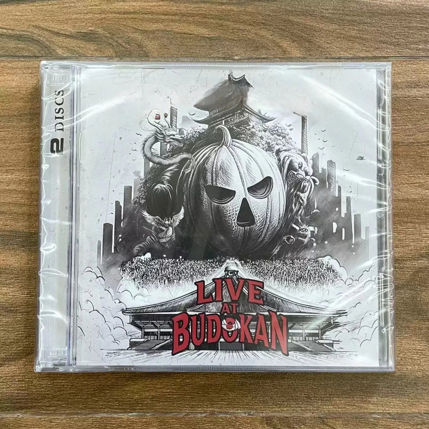 Heavy Metal Live Themed CD Album, Japanese Architecture & Pumpkin Art Cover, High-Fidelity Live Performance Media for Rock Fans Qme at Budokan
