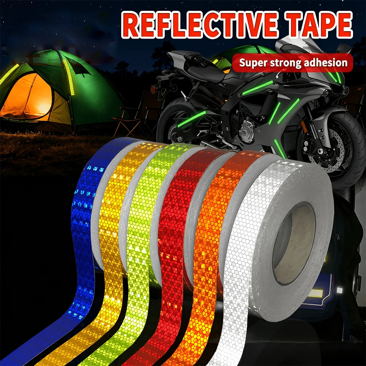 Car Reflective Tape Auto Safety Warning Sticker Reflector Protective Tape Strip Film for Trucks Auto Motorcycle Qme