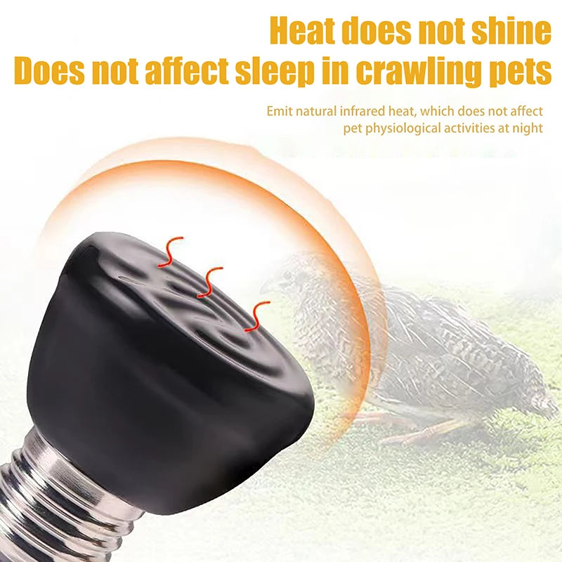 220-240V Far Infrared Heating Lamp Black Ceramic E27 Pet Warmer Bulb Qme