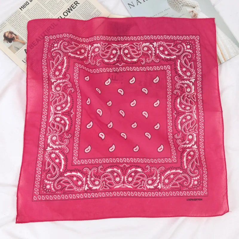 Unisex Cotton Bandana Kerchief Hip Hop Black Hair Band Neck Scarf Qme A13