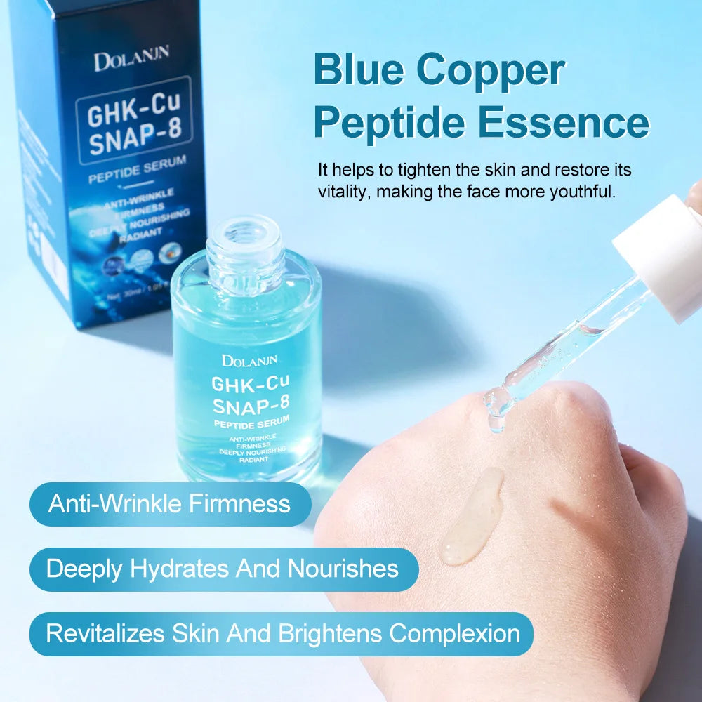GHK-Cu Copper Peptides Facial Serum SNAP-8 Faded Fine Lines Wrinkles Firming Deep Moisturizing Hydration Collagen Skincare Serum Qme