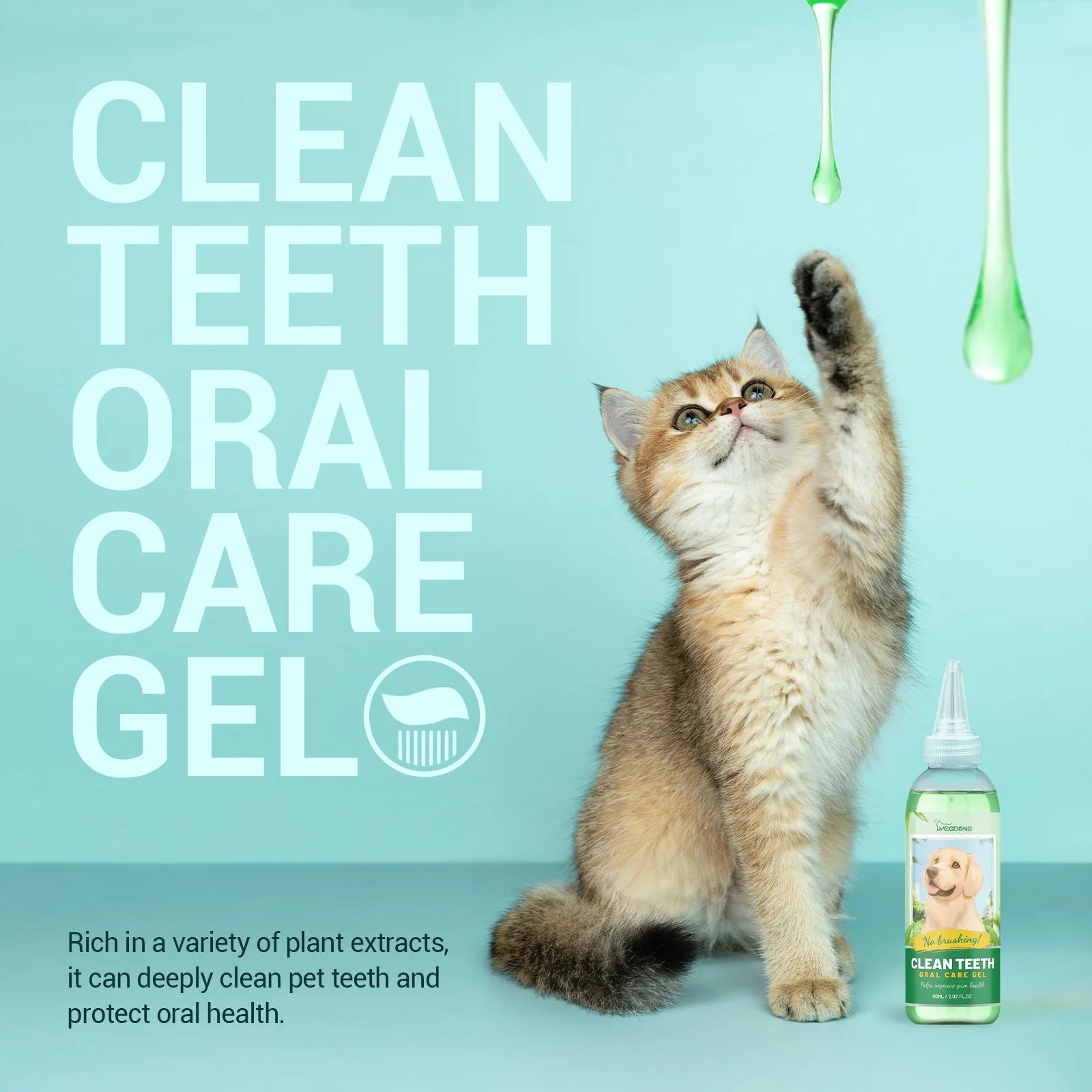 Pet Teeth Cleaning Gel Bad Breath Freshener Dog Prevent Calculus Cat Remove Tooth Stains Whitening Deodorant Pet Oral Repair Gel Qme