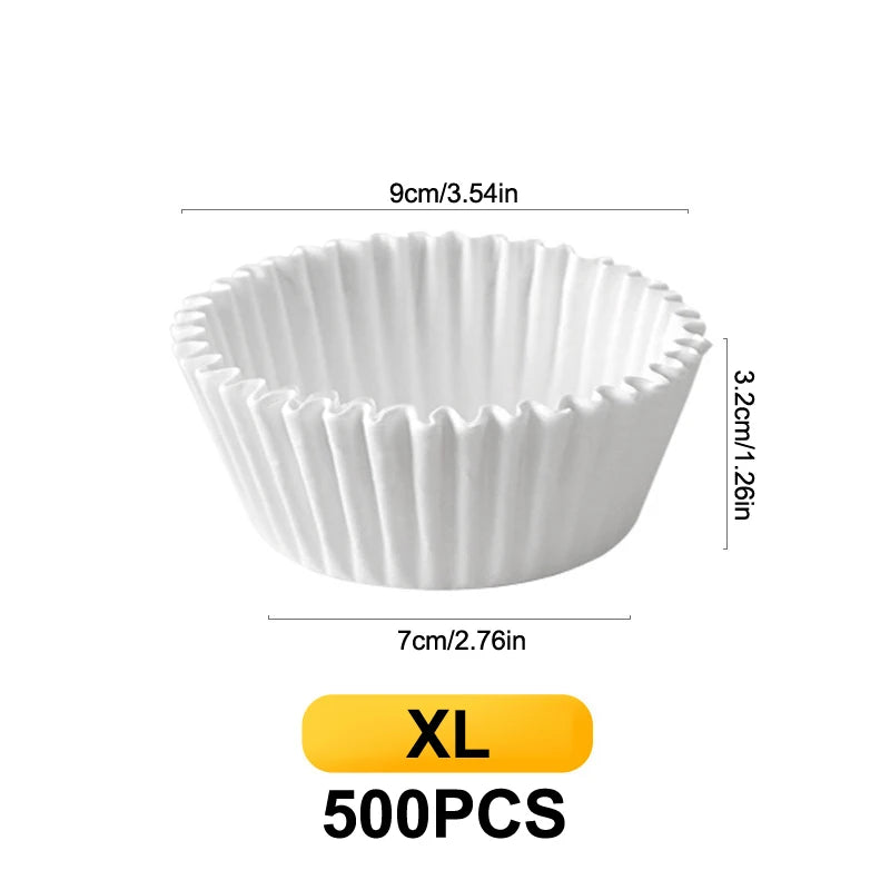 500/1000Pcs Chocalate Paper Liners Baking Muffin Cake Cups Forms Cupcake Cases White Party Tray Mold Greaseproof Wrappers Holder Qme XL