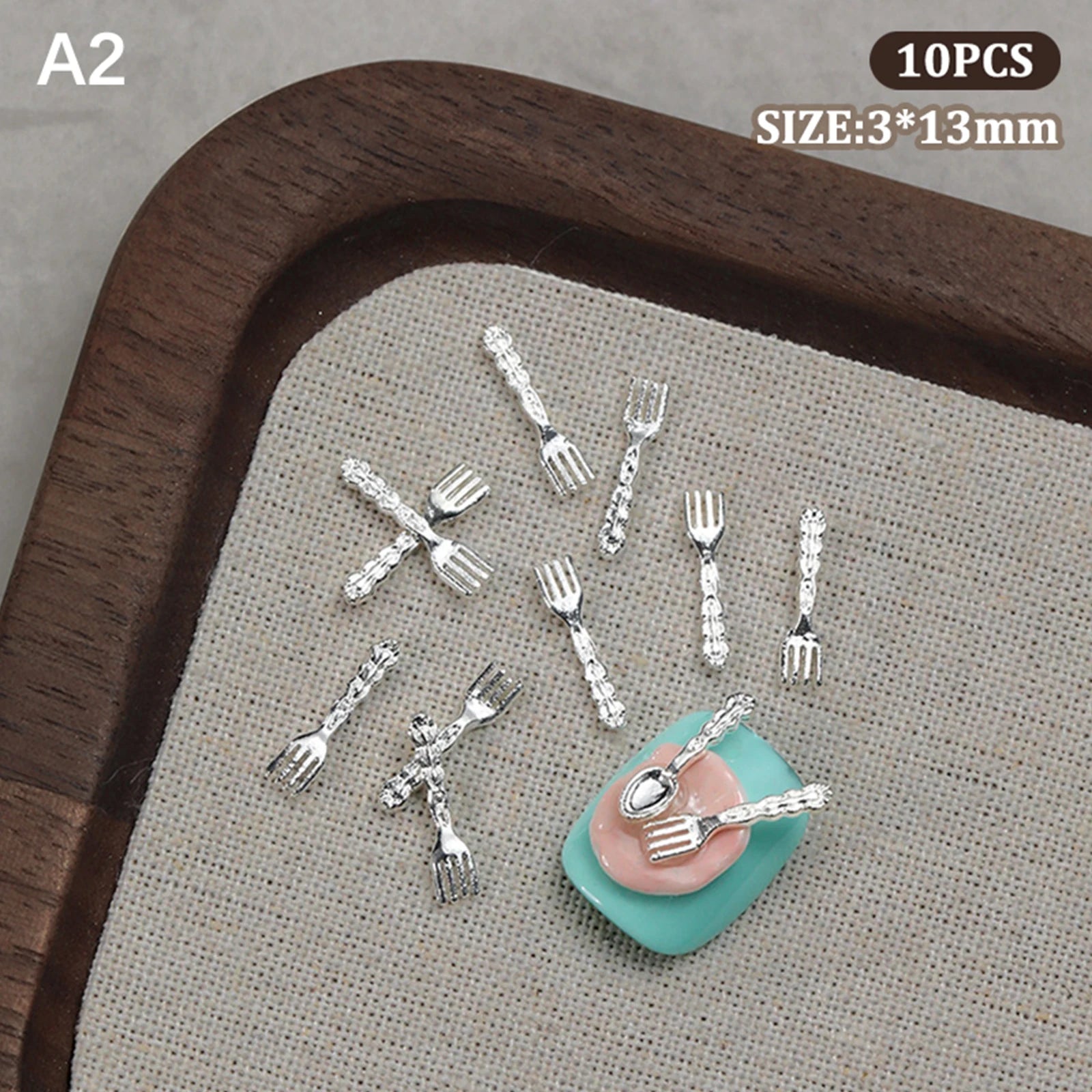 Mini Cute Tableware Nail Charm Metal Cartoon Nails Decoration Art DIY Qme A2