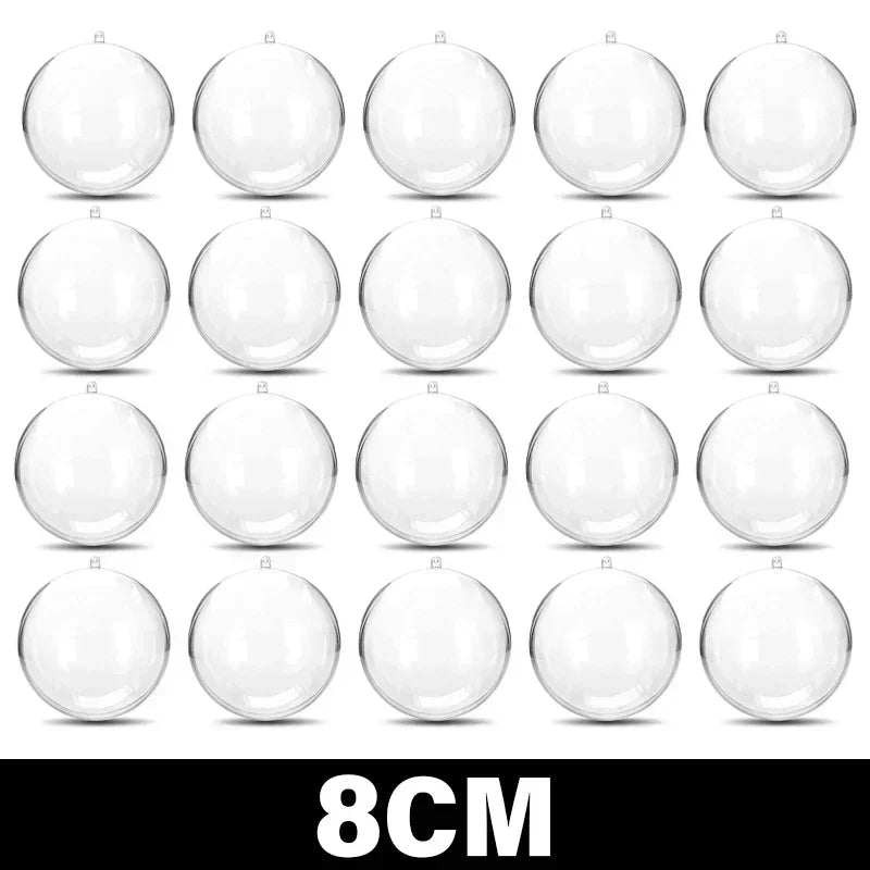 10/1Pc Christmas Transparent Ball Plastic Christmas Trees Open Ball Box Bauble Ornament Wedding Gift Party Home Decoration Qme 8CM 1PC