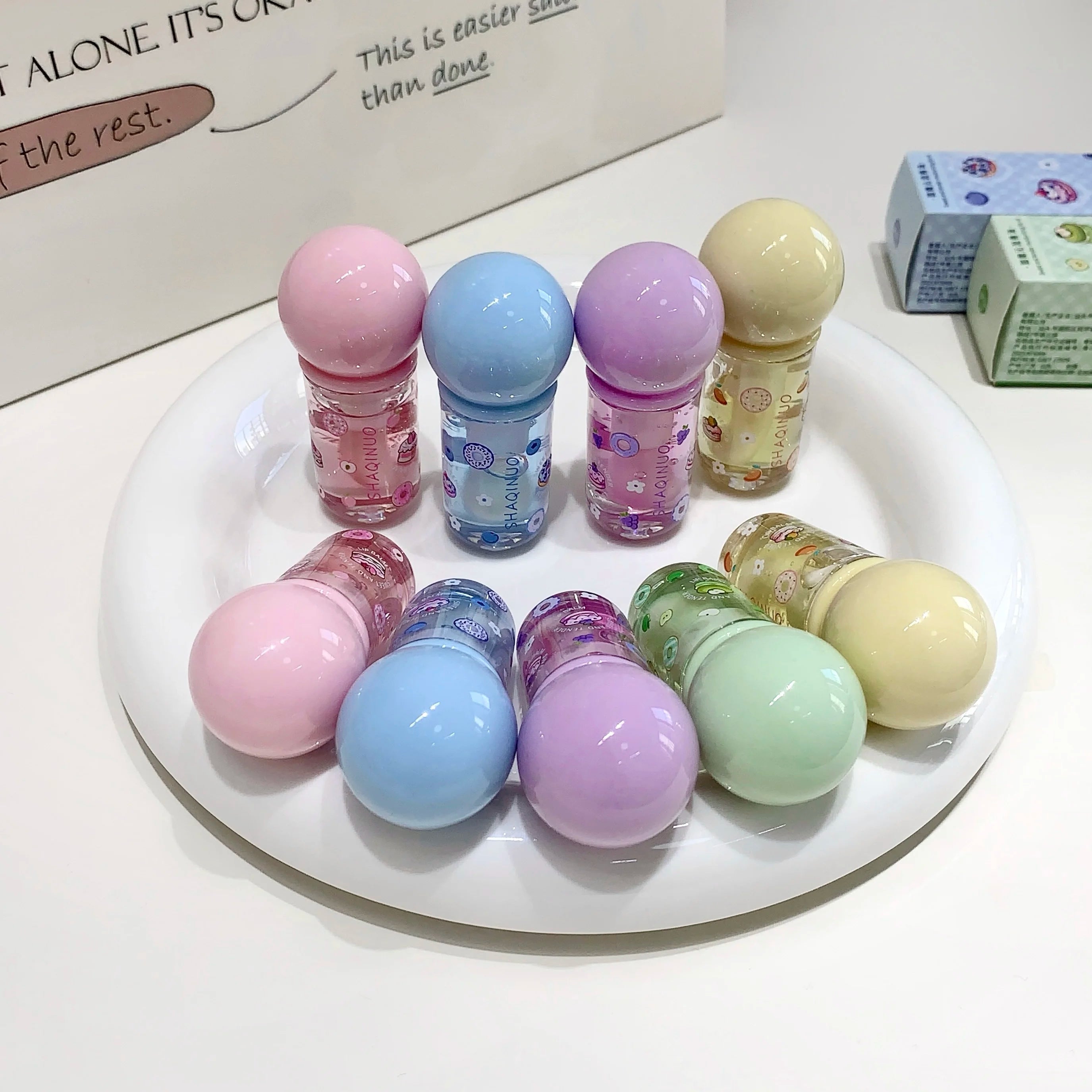 SHAQINUO Crystal Jelly Fruit Lip Oil Peach Grape Blueberry Hydrating Qme