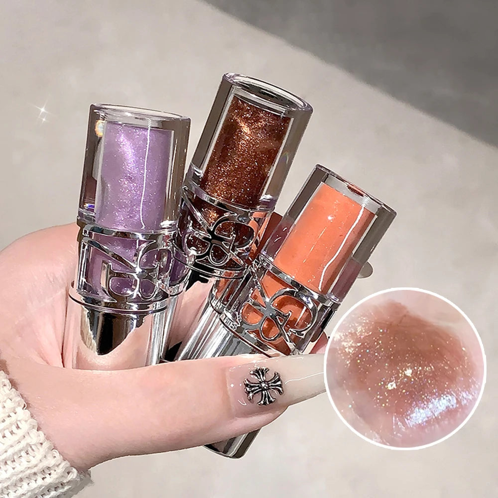 Gege Bear Glittering Mirror Lip Glaze, Watery Shimmering Light Lip Gloss Makeup 8 Colors, Hydrating Moisturizing, Long Lasting Qme