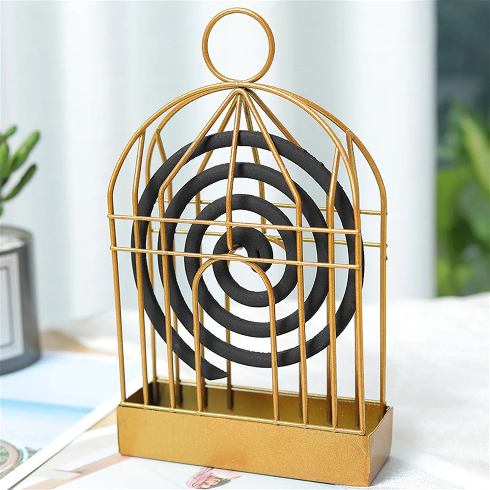 Vintage Wrought Iron Mosquito Cage Nordic Style Spiral Mosquito Repellent Incenses Rack Plate Home Decoration Qme