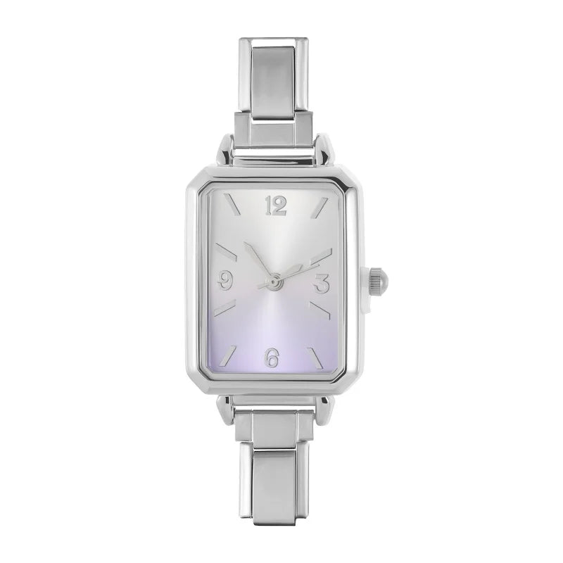 Simple Square Watch Bracelet Fit DIY Italian Charm Stainless Steel